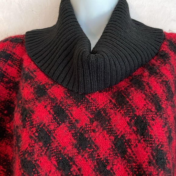 Sweater Poncho Talbots black red acrylic wool blend SIZE Small - Picture 2 of 6
